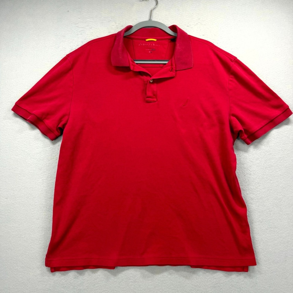 Nautica Classic Fit Polo Shirt Men XL Red Golf Performance Everyday Wear Preppy